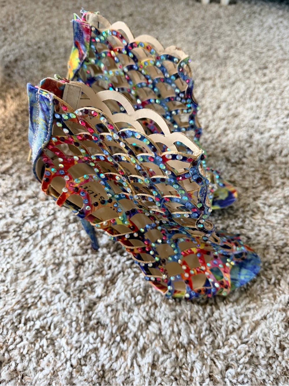 Zigi Soho Multicolor Beaded Cutout Heeled Sandals - Picture 2 of 5